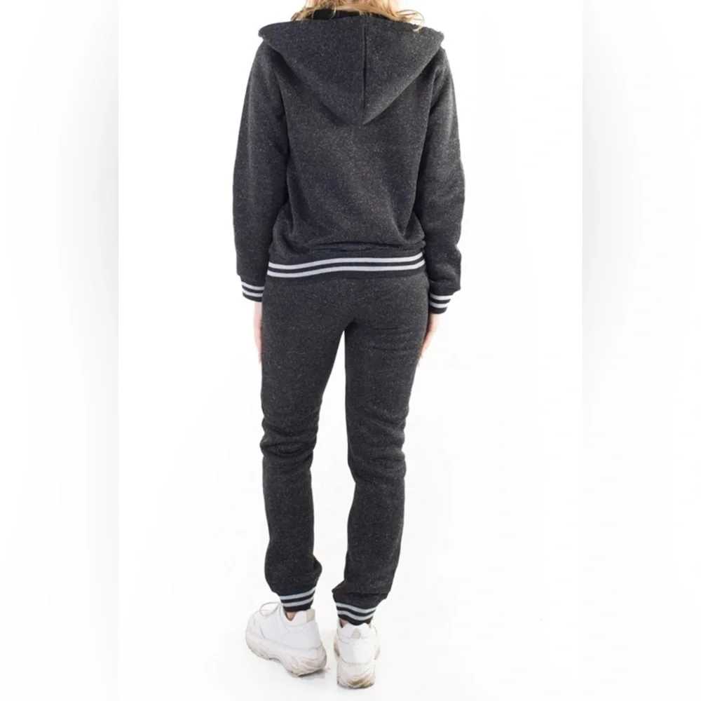🔥JUNIOR’S MELANGE, FAUX SHERPA LINED HOODIE AND JOGGER SET SIZE SMALL